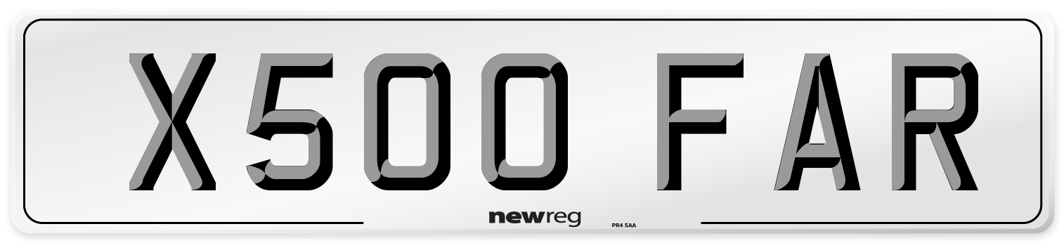 X500 FAR Number Plate from New Reg